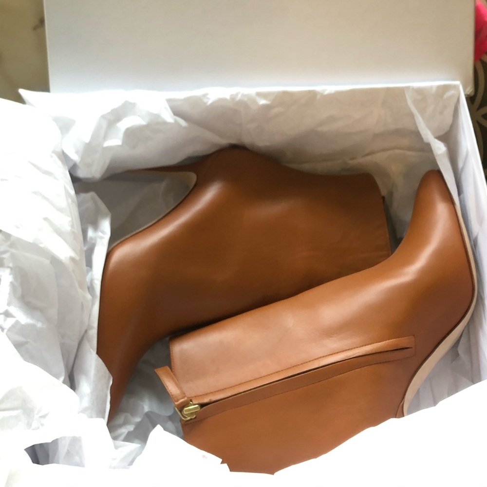 Manolo Blahnik camel calf bootie NWB 37.5 $995